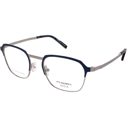 Oga Morel Men's Eyeglasses - Blue/Silver Geometric Frame | BOREAL 1 10155O BG05 ,