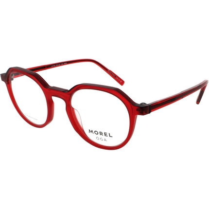 Oga Morel Men's Eyeglasses - Red/Black Acetate Geometric Frame | KOLOR 10174O RN02 ,