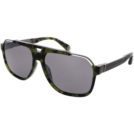 Philipp Plein Men's Sunglasses - Green Havana Full Rim Navigator Frame | SPP046M 92IX ,