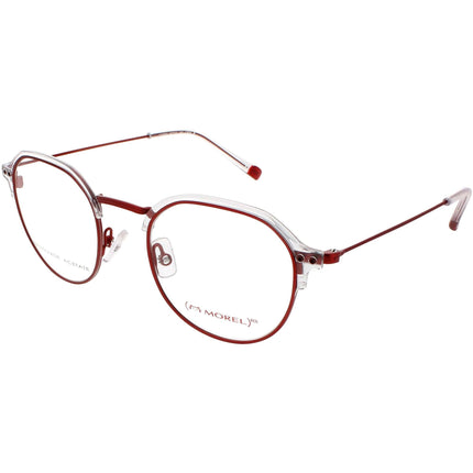 Red Morel Women's Eyeglasses - Crystal/Red Acetate Oval Frame | CASEY 90015C CR04 ,