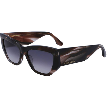 Victoria Beckham Women's Sunglasses - Striped Grey Cat Eye Metal Frame | VB645S 036 ,