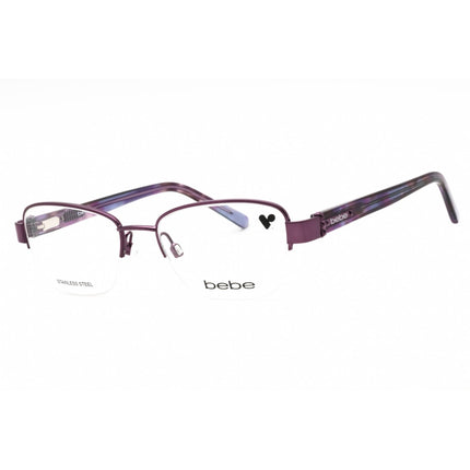 Bebe Women's Eyeglasses - Plum Metal Rectangular Frame Clear Demo Lens | BB5127 535 ,