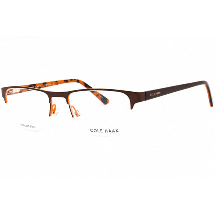 Cole Haan Men's Eyeglasses - Brown Metal Rectangular Half Rim Shape Frame | CH4054 210 ,