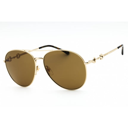 Gucci Women's Sunglasses - Gold Metal Aviator Full Rim Frame Brown Lens | GG1698S 002 ,