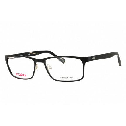 Hugo Men's Eyeglasses - Matte Black Metal Rectangular Full Rim Frame | HG 0151 0003 00 ,