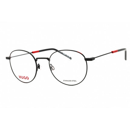 Hugo Men's Eyeglasses - Matte Black Red Metal Round Full Rim Frame | HG 1122 0BLX 00 ,
