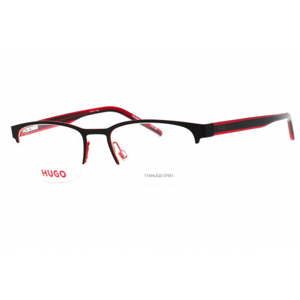 Hugo Men's Eyeglasses - Black Red Metal Rectangular Half Rim Frame | HG 1247 0OIT 00 ,