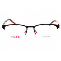 Hugo Men's Eyeglasses - Black Red Metal Rectangular Half Rim Frame | HG 1247 0OIT 00 ,