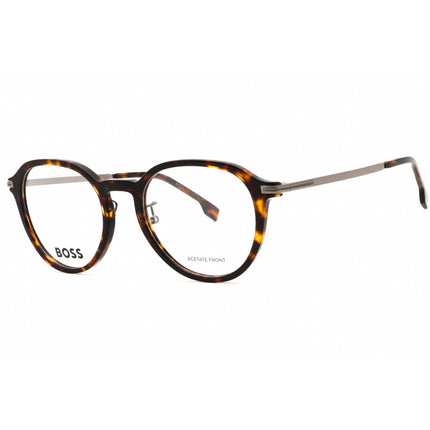 Hugo Boss Men's Eyeglasses - Havana Dark Ruthenium Plastic Round | BOSS 1615/F 04HU 00 ,