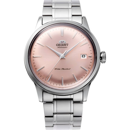 Orient Men's Watch - Bambino Power Reserve Pink Dial Silver Bracelet | RA-AC0M11Y ,
