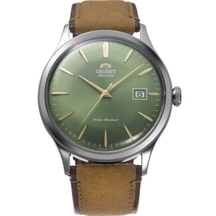 Orient Men's Watch - Bambino Automatic Green Dial Brown Leather Strap | RA-AC0P01E ,