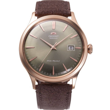 Orient Men's Watch - Bambino Automatic Grey Dial Brown Leather Strap | RA-AC0P04Y ,