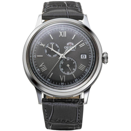 Orient Men's Watch - Bambino Power Reserve Dark Grey Dial Leather Strap | RA-AK0704N ,