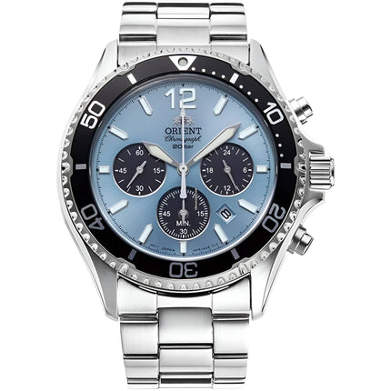 Orient Men's Watch - Mako Chronograph Sky Blue and Black Dial Bracelet | RA-TX0206L ,