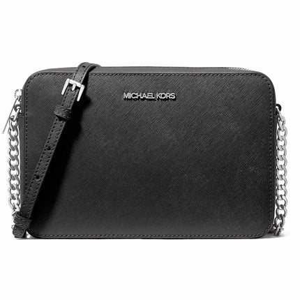 Michael Kors Women's Crossbody Bag - Jet Set Leather, Black | 35F8STTC9L-001 ,