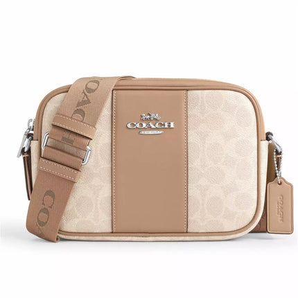 Coach Women's Camera Bag - Jamie Sand and Taupe Signature Coated Canvas | CZ186-SVPWH ,