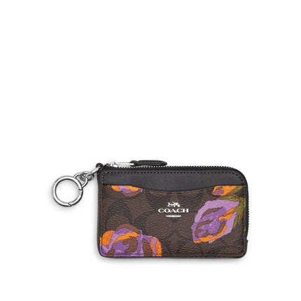 Coach Women's Card Case - Rose Printed Signature Canvas Multifunction | CL667-SVW1Q ,