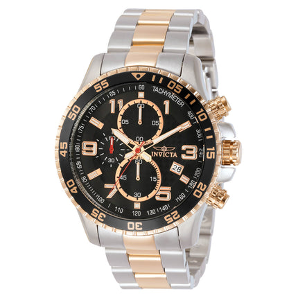 Invicta Men's Chronograph Watch - Specialty Black Dial Two Tone Steel Bracelet ,
