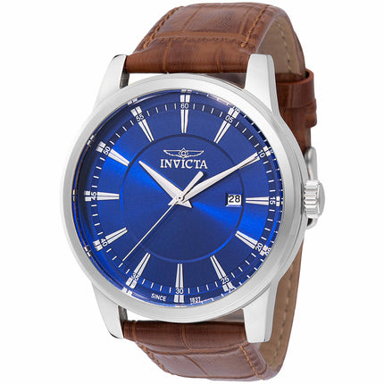 Invicta Men's Watch - Celestial Quartz Steel Case Blue Dial Brown Strap | 47803 ,