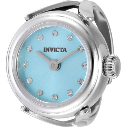 Invicta Women's Ring Watch - Mini Quartz Blue Dial Crystal Silver Tone Band | 49071 ,