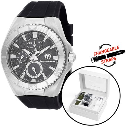 Technomarine Men's Watch - Cruise Black Dial Interchangeable Strap | TM-124017 ,