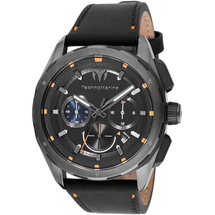 Technomarine Men's Watch - Ocean Chronograph Black Dial Leather Strap | TM-318087 ,