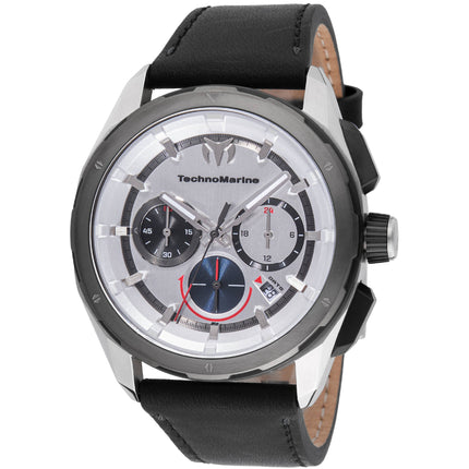 Technomarine Men's Watch - Ocean Chronograph Silver Dial Leather Strap | TM-318088 ,