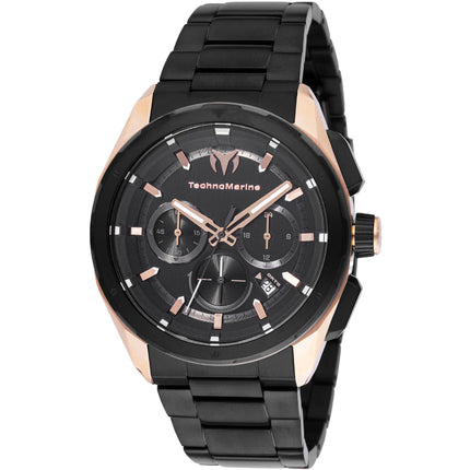 Technomarine Men's Watch - Ocean Nomad Chrono Black Dial Steel Bracelet | TM-318092 ,