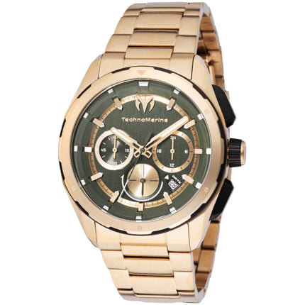 Technomarine Men's Watch - Ocean Nomad Chrono Olive Green and Gold Dial | TM-318095 ,