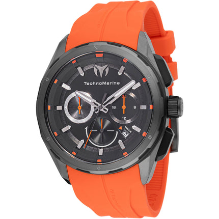 Technomarine Men's Watch - Ocean Nomad Chrono Black Dial Orange Strap | TM-318099 ,