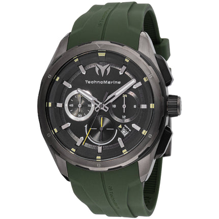 Technomarine Men's Watch - Ocean Nomad Chronograph Black Dial Green Strap | TM-318100 ,