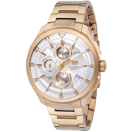 Technomarine Men's Watch - Ocean Quantum Chrono Silver and Gold Dial Steel | TM-318118 ,