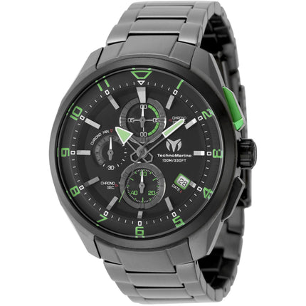 Technomarine Men's Watch - Ocean Quantum Chrono Black Dial Grey Bracelet | TM-318121 ,