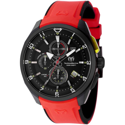 Technomarine Men's Watch - Ocean Quantum Chrono Black Dial Rubber Strap | TM-318134 ,