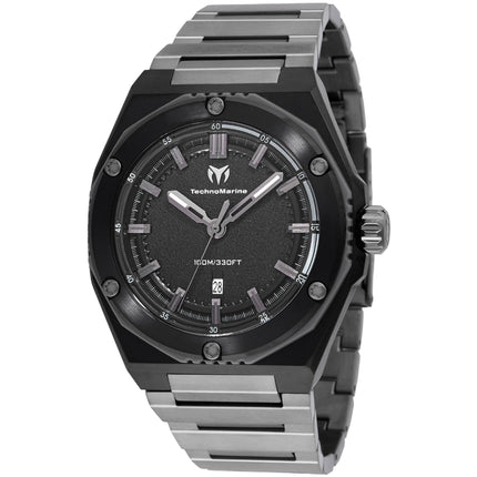 Technomarine Men's Watch - Coral Legacy Quartz Black Dial Grey Bracelet | TM-416061 ,