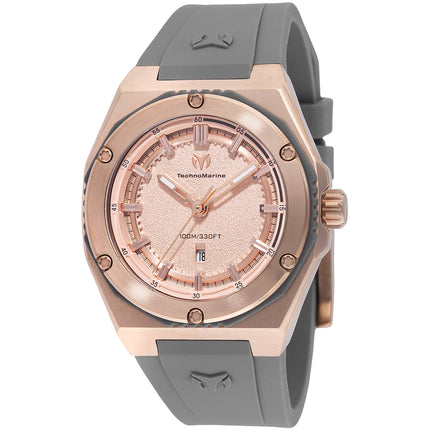 Technomarine Women's Watch - Coral Legacy Rose Gold Tone Dial Grey Strap | TM-416081 ,