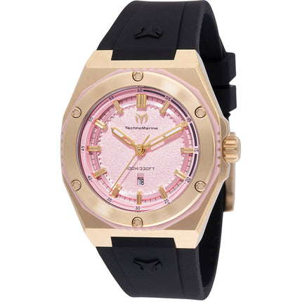 Technomarine Women's Watch - Coral Legacy Pink Dial Black Rubber Strap | TM-416084 ,