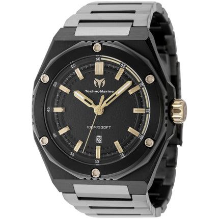 Technomarine Men's Watch - Coral Legacy Black Dial Grey Steel Bracelet | TM-416088 ,