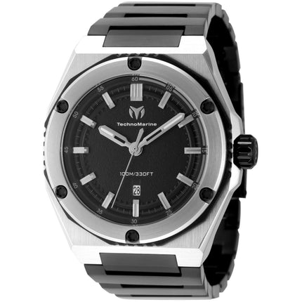 Technomarine Men's Watch - Coral Legacy Quartz Black Dial Steel Bracelet | TM-416089 ,