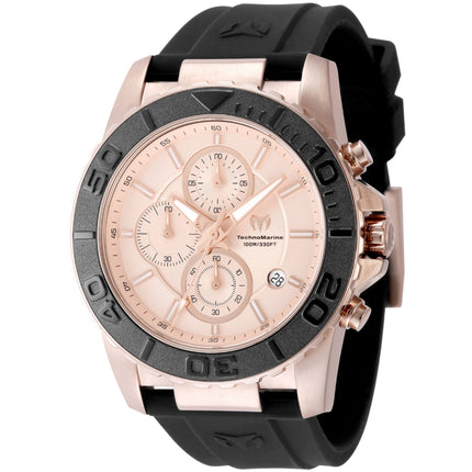 Technomarine Men's Watch - Sea Grace Chrono Rose Gold Dial Black Strap | TM-725007 ,