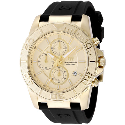 Technomarine Men's Watch - Sea Grace Chronograph Gold Dial Black Strap | TM-725009 ,