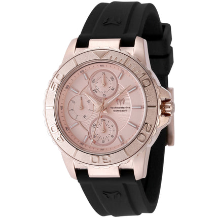 Technomarine Women's Watch - Sea Grace Quartz Rose Gold Dial Black Strap | TM-725015 ,