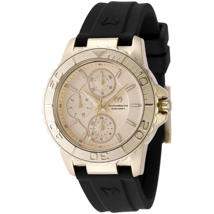 Technomarine Women's Watch - Sea Grace Quartz Gold Tone Dial Black Strap | TM-725016 ,