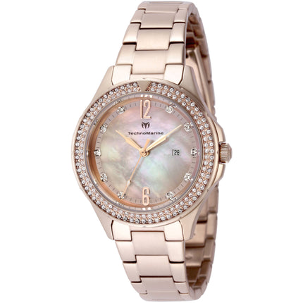 Technomarine Women's Watch - Luna Tides Pink and White Mop Dial Crystal | TM-826009 ,
