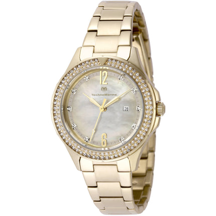 Technomarine Women's Watch - Luna Tides Yellow and White Mop Dial Steel | TM-826012 ,