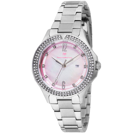Technomarine Women's Watch - Luna Tides Pink and White Mop Dial Crystal | TM-826013 ,