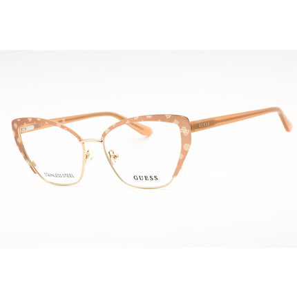 Guess Women's Eyeglasses - Beige/Other Metal Full Rim Cat Eye Frame | GU50122 059 ,