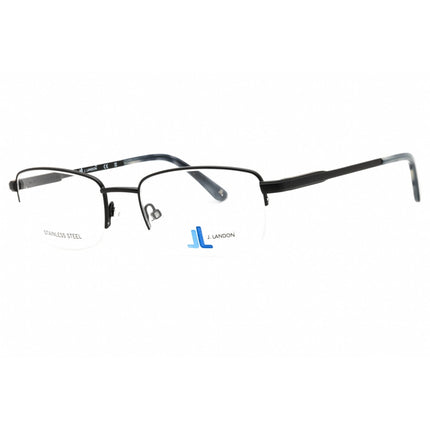 J. Landon Men's Eyeglasses - Shiny Black Metal Half Rim Rectangular Frame | JL1001 001 ,