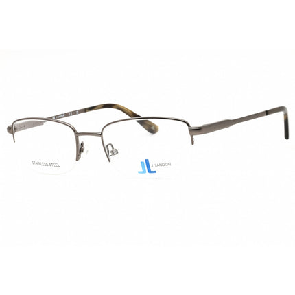 J. Landon Men's Eyeglasses - Shiny Gunmetal Metal Half Rim Rectangular | JL1001 008 ,
