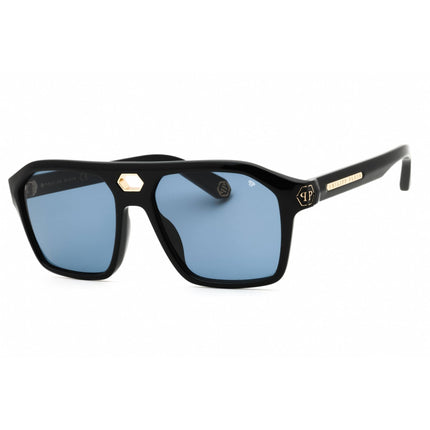 Philipp Plein Men's Sunglasses - Shiny Black Acetate Navigator Frame | SPP072M 0700 ,